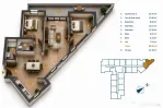 Apartament 3 camere, 88.2 mp, bloc nou cu CF, terasa 30.3 mp