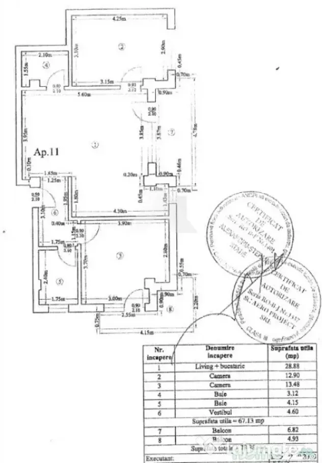 Otopeni, Apartament 3 camere, 78,88mp, parcare, centrală