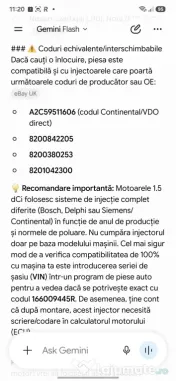 Injector Siemens VDO Continental 1.5 dCi Renault - Dacia - Nissan