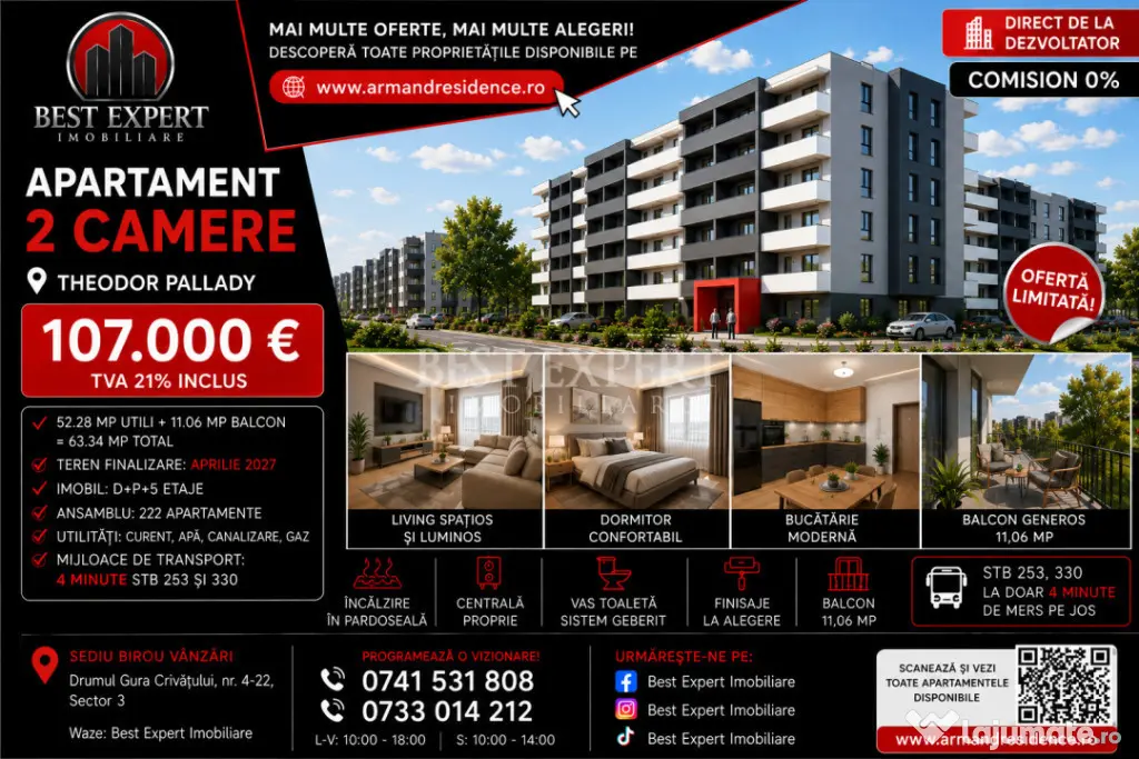 2 Camere Direct Dezvoltator | Parcare inclusa | Incalzire pa