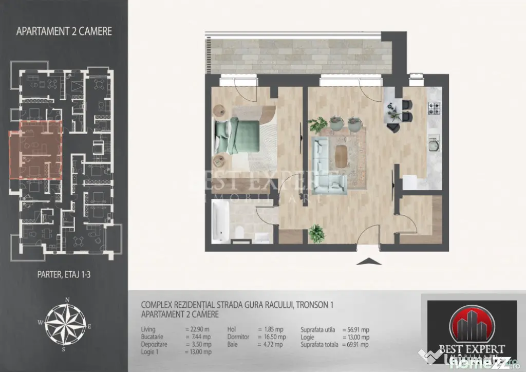 2 Camere | Direct Dezvoltator | Încălzire Pardoseala