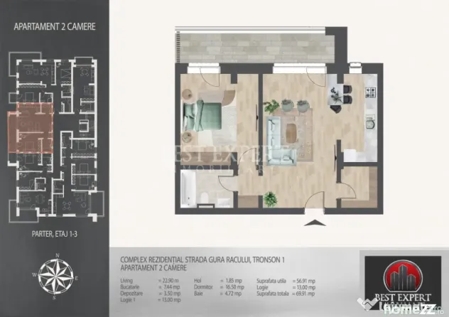 2 Camere | Direct Dezvoltator | Încălzire Pardoseala