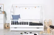 Pat căsuță copii model Elis alb 160x70 cm + saltea Baby 