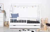 Pat căsuță copii model Elis alb 160x70 cm + saltea Baby