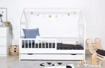 Pat căsuță copii model Elis alb 160x70 cm + saltea Baby