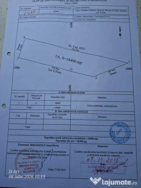 vand teren 1,84 Ha Glodeanu Silistea cu deschidere de 67 m la E85-Dn2