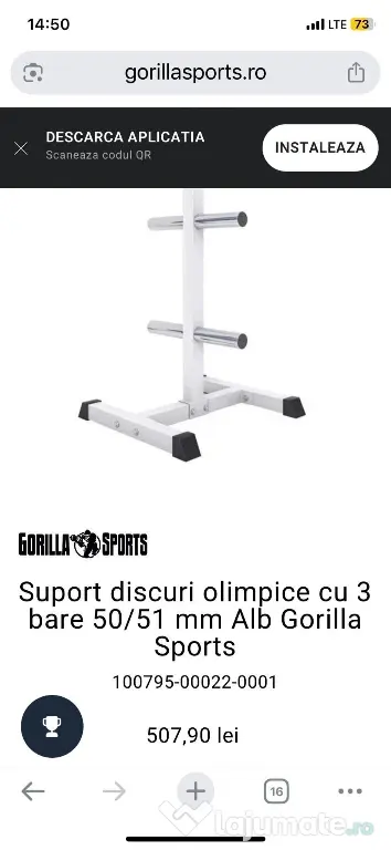 Suport discuri olimpice cu 3 bare. 50/51 mm