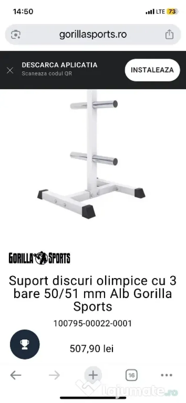 Suport discuri olimpice cu 3 bare. 50/51 mm