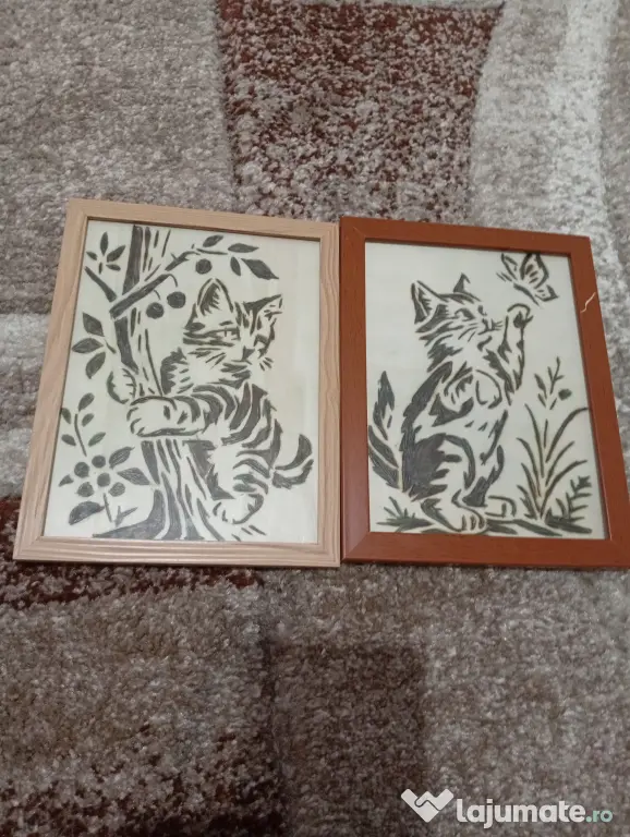 Tablouri Pirogravate Manual pe Lemn – Modele Pisicuțe unicat