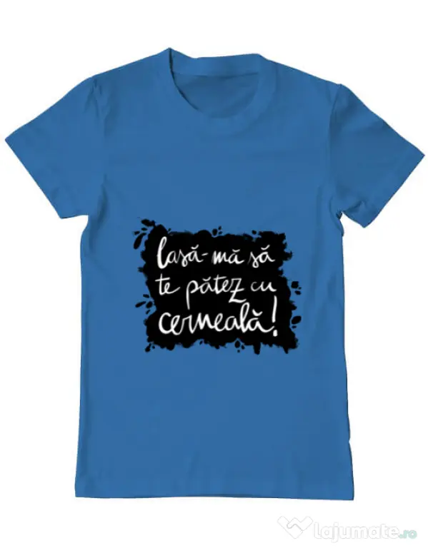 Tricou ADLER barbat Te patez cu cerneala Albastru azuriu