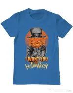 Tricou ADLER barbat I want you to halloween Albastru azuriu