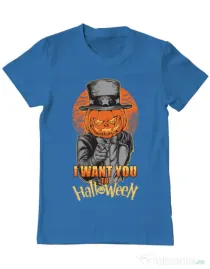 Tricou ADLER barbat I want you to halloween Albastru azuriu