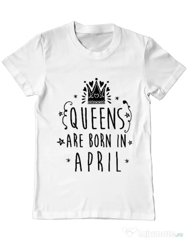 Tricou ADLER barbat Queens are born in April Alb