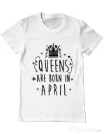 Tricou ADLER barbat Queens are born in April Alb