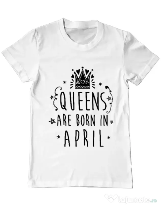 Tricou ADLER barbat Queens are born in April Alb