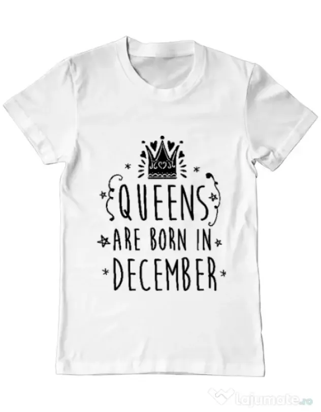 Tricou ADLER barbat Queens are born in December Alb