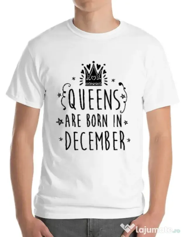 Tricou ADLER barbat Queens are born in December Alb