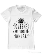 Tricou ADLER barbat Queens are born in January Alb