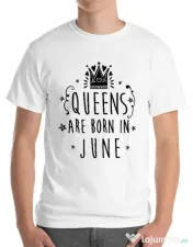 Tricou ADLER barbat Queens are born in June Alb 