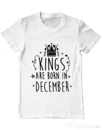 Tricou ADLER barbat Kings are born in December Alb