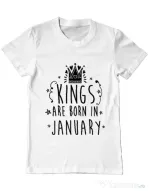 Tricou ADLER barbat Kings are born in January Alb