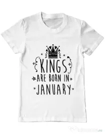 Tricou ADLER barbat Kings are born in January Alb