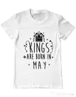 Tricou ADLER barbat Kings are born in May Alb