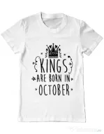 Tricou ADLER barbat Kings are born in October Alb