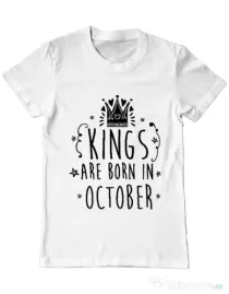 Tricou ADLER barbat Kings are born in October Alb