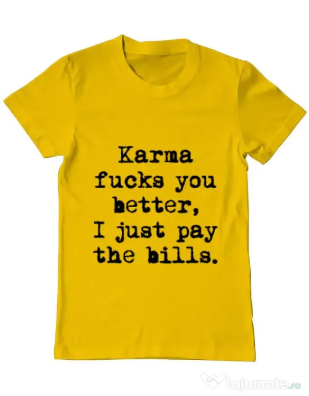 Tricou ADLER barbat Karma fucks you better Galben