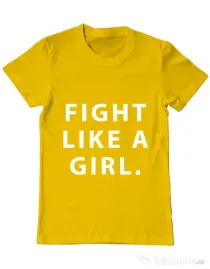Tricou ADLER barbat Fight like a girl Galben