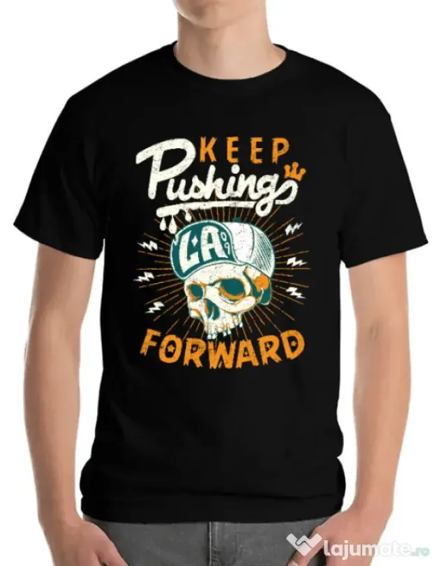 Tricou ADLER barbat Keep pushing Negru
