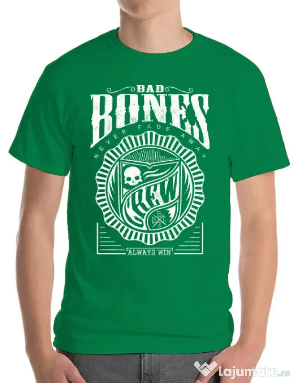 Tricou ADLER barbat Bad bones crew always win Verde mediu