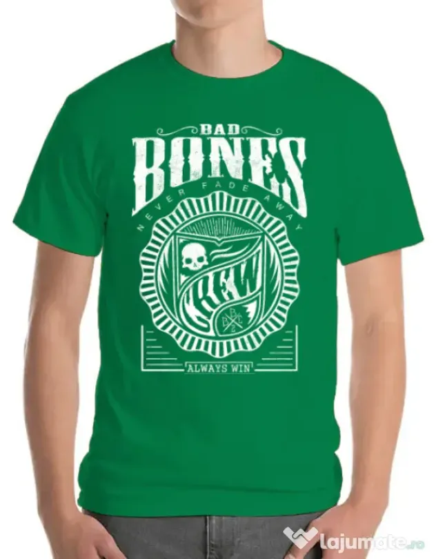 Tricou ADLER barbat Bad bones crew always win Verde mediu