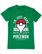 Tricou ADLER barbat Here for the Pokemon Verde mediu