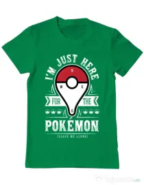 Tricou ADLER barbat Here for the Pokemon Verde mediu