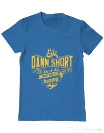 Tricou ADLER barbat Life is so damn short Albastru azuriu