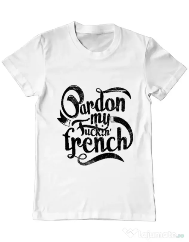 Tricou ADLER barbat Pardon my fucking french Alb