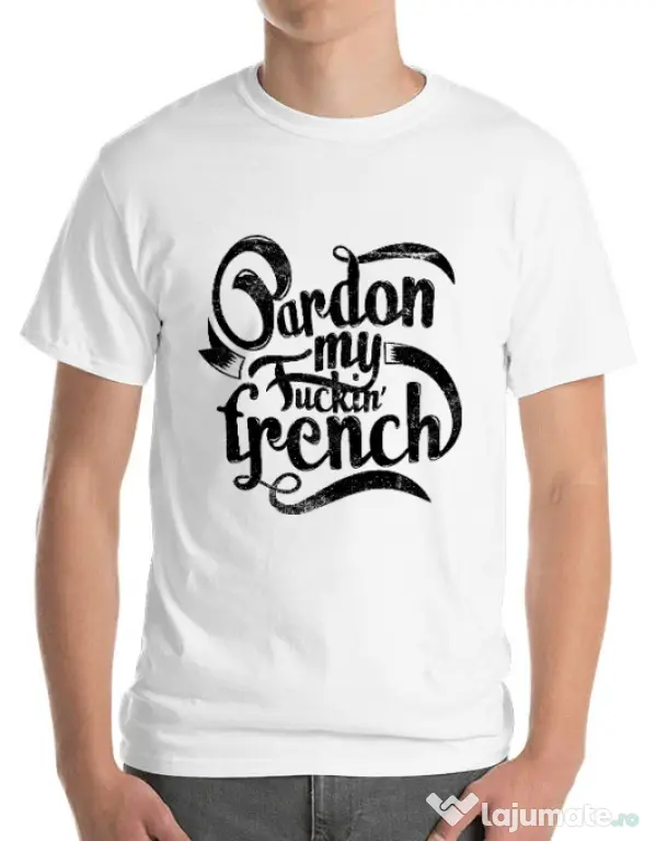 Tricou ADLER barbat Pardon my fucking french Alb