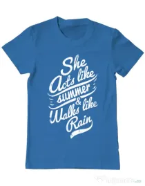 Tricou ADLER barbat She acts like summer Albastru azuriu