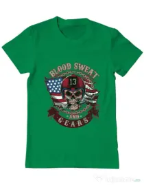 Tricou ADLER barbat Blood sweat and gears Verde mediu