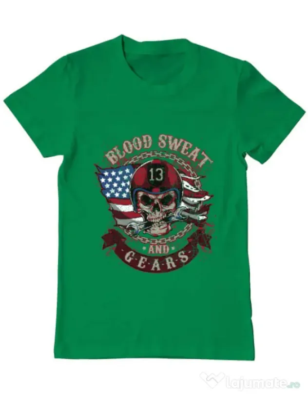 Tricou ADLER barbat Blood sweat and gears Verde mediu