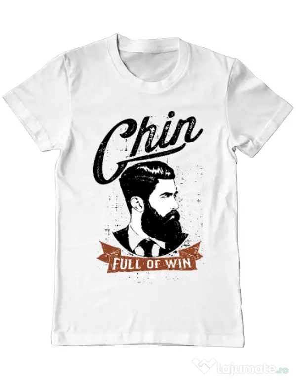 Tricou ADLER barbat Chin full of win Alb