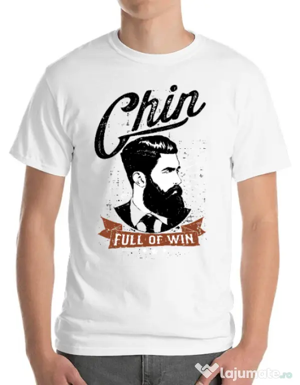 Tricou ADLER barbat Chin full of win Alb