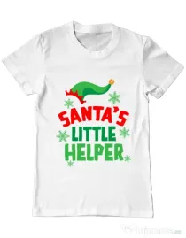 Tricou ADLER barbat Santas little helper Alb