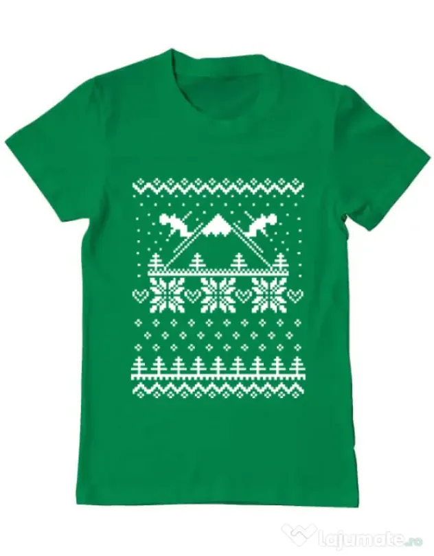Tricou ADLER barbat Ski time Verde mediu