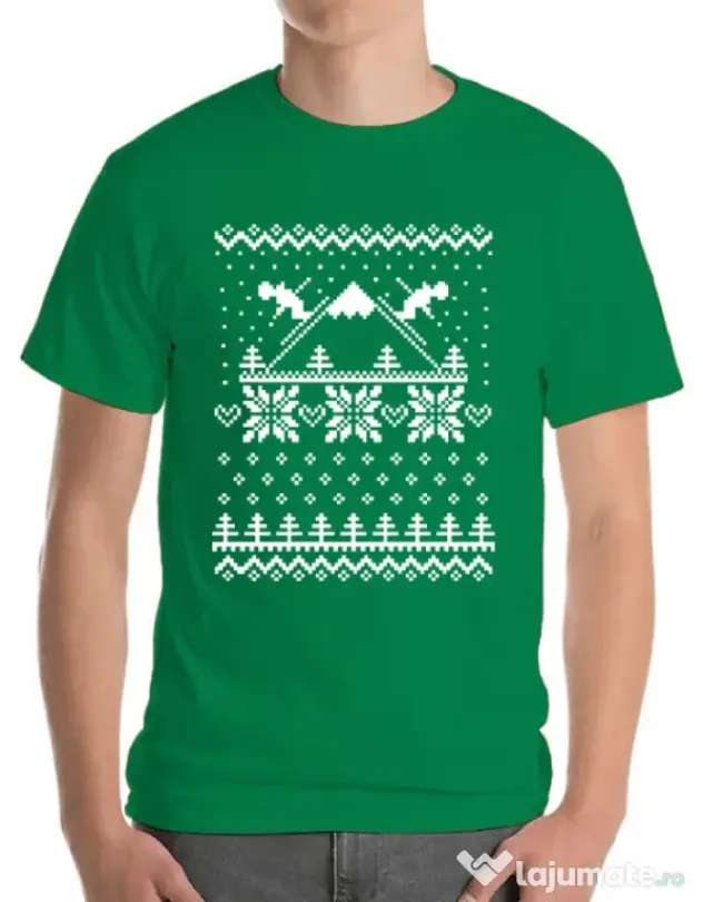 Tricou ADLER barbat Ski time Verde mediu
