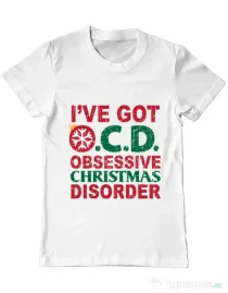 Tricou ADLER barbat Obsessive Christmas Disorder Alb