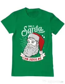 Tricou ADLER barbat Only santa can judge me Verde mediu