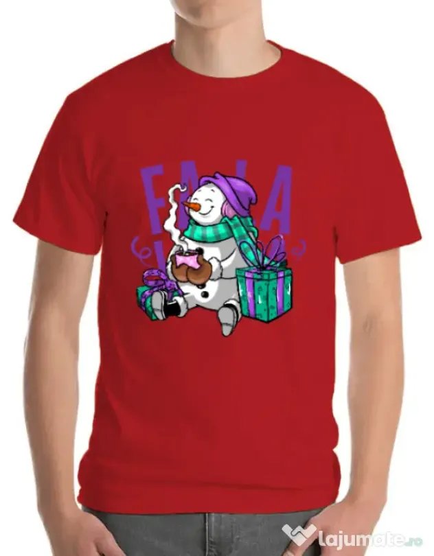 Tricou ADLER barbat Christmas Carol Rosu